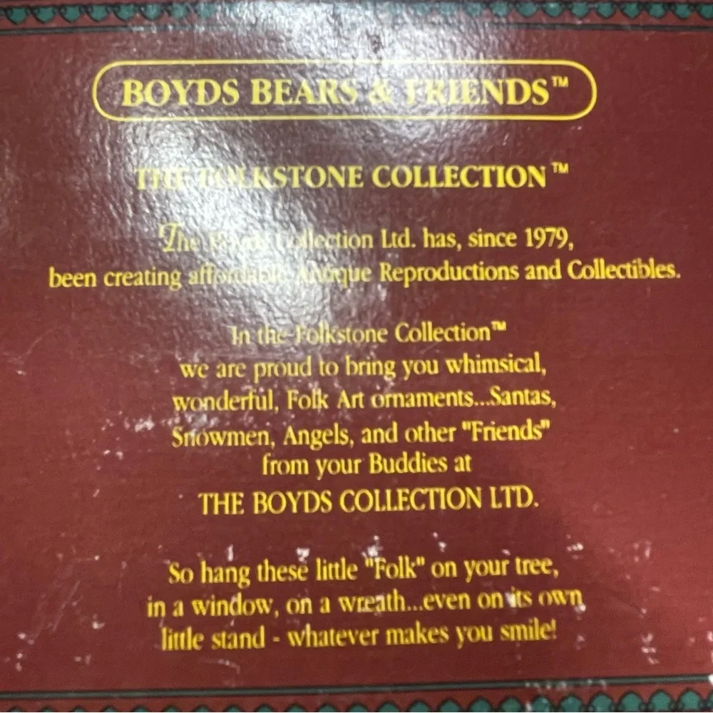 Boyd’s Bears & Friends Snowman Christmas Ornament Jingles with Wreath 1995‎ Folk